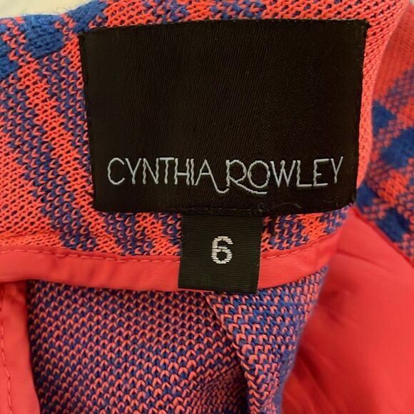 Cynthia Rowley Lincoln Orange Blue Knit Plaid Pants Womens Size 6 - Picture 3 of 14